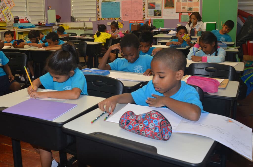 St. Peter's pupils working together in class